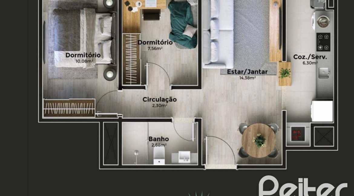 Apartamento à venda com 47m², 2 dormitórios, 1 vaga, no bairro Cristal em Porto Alegre