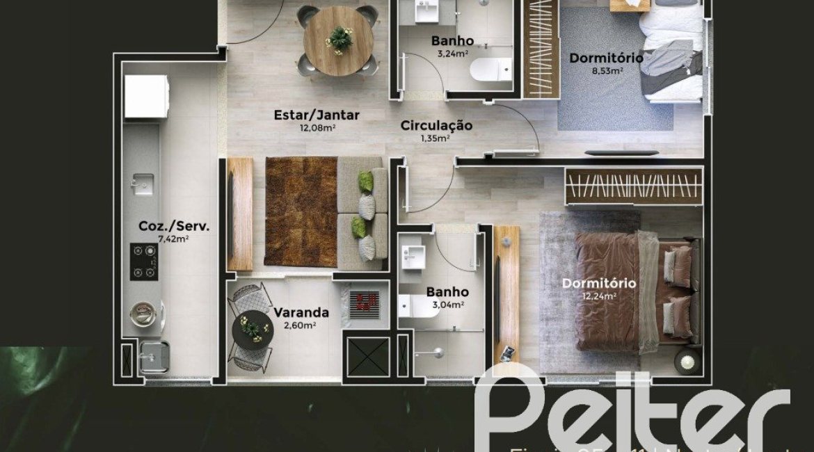 Apartamento à venda com 67m², 2 dormitórios, 1 suíte, 1 vaga, no bairro Cristal em Porto Alegre