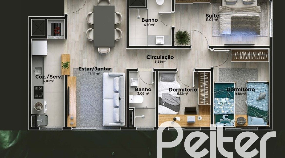 Apartamento à venda com 67m², 3 dormitórios, 1 suíte, 2 vagas, no bairro Cristal em Porto Alegre