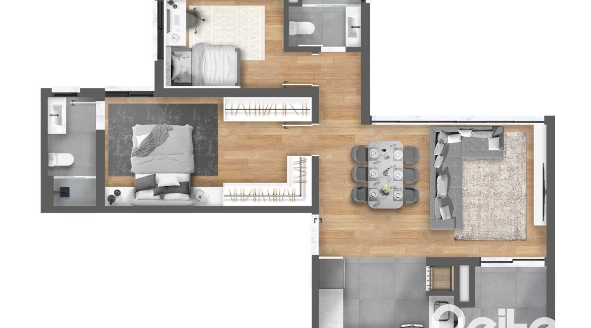 Apartamento à venda com 76m², 2 dormitórios, 1 suíte, 2 vagas, no bairro Tristeza em Porto Alegre