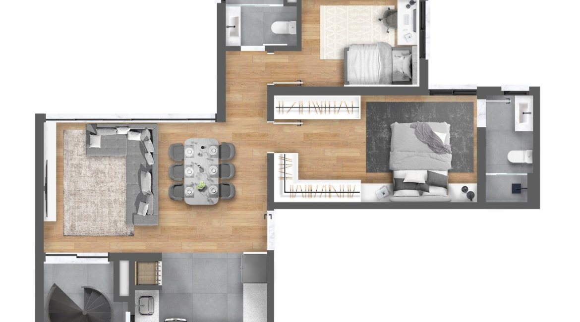 Apartamento à venda com 112m², 2 dormitórios, 1 suíte, 2 vagas, no bairro Tristeza em Porto Alegre