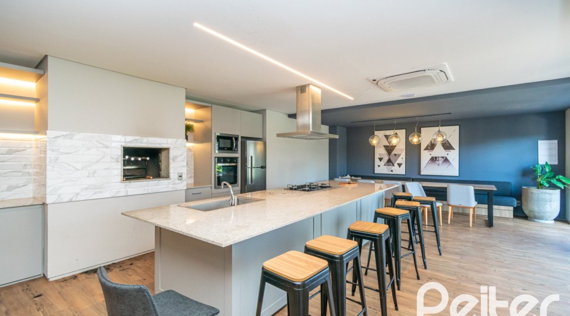 Apartamento à venda com 59m², 2 dormitórios, 1 suíte, 1 vaga, no bairro Jardim do Salso em Porto Alegre