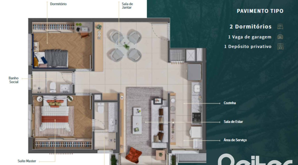 Apartamento à venda com 78m², 2 dormitórios, 1 suíte, 1 vaga, no bairro Tristeza em Porto Alegre