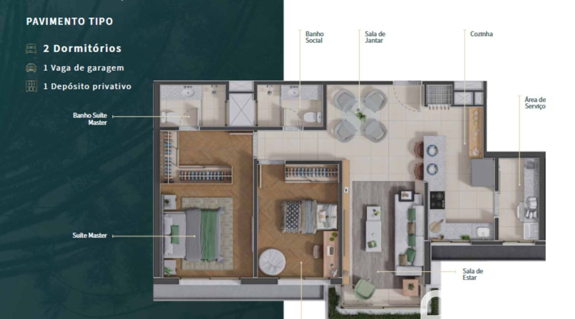 Apartamento à venda com 83m², 2 dormitórios, 1 suíte, 1 vaga, no bairro Tristeza em Porto Alegre