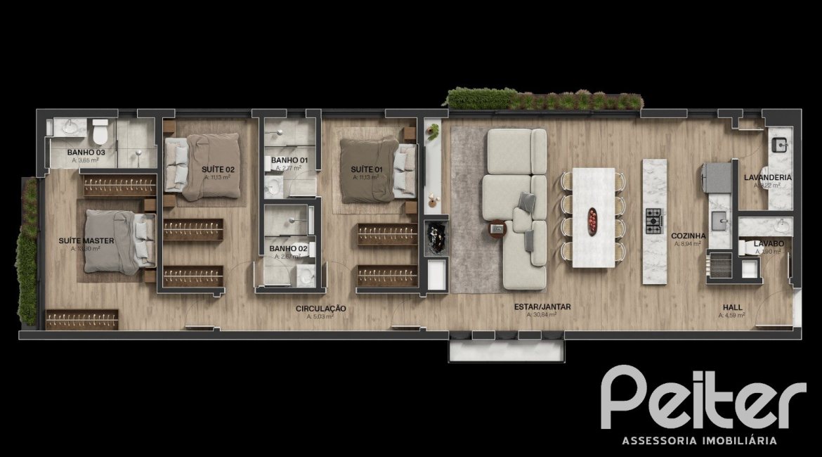 Apartamento à venda com 127m², 3 dormitórios, 3 suítes, 2 vagas, no bairro Tristeza em Porto Alegre