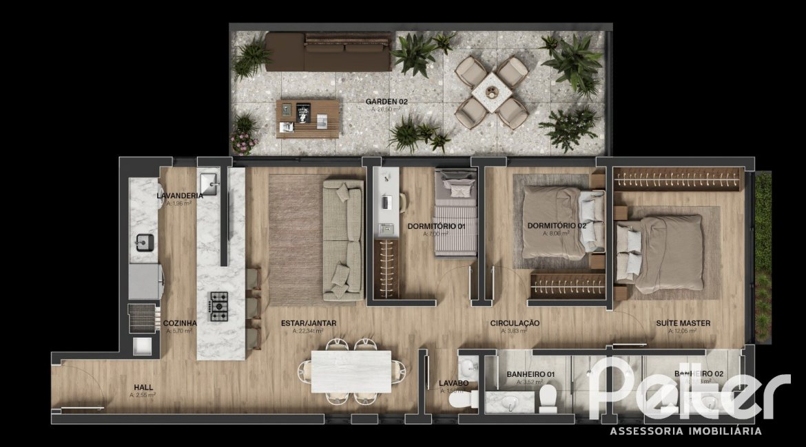 Apartamento à venda com 155m², 3 dormitórios, 3 suítes, 2 vagas, no bairro Tristeza em Porto Alegre