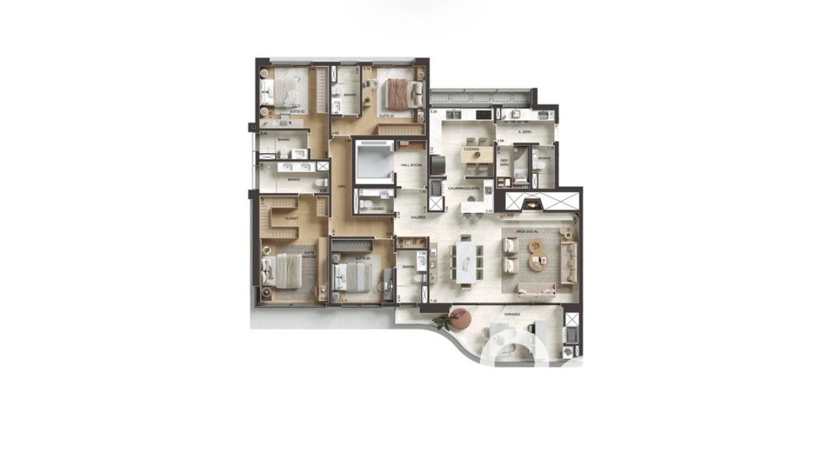 Apartamento à venda com 197m², 4 dormitórios, 4 suítes, 3 vagas, no bairro Cristal em Porto Alegre