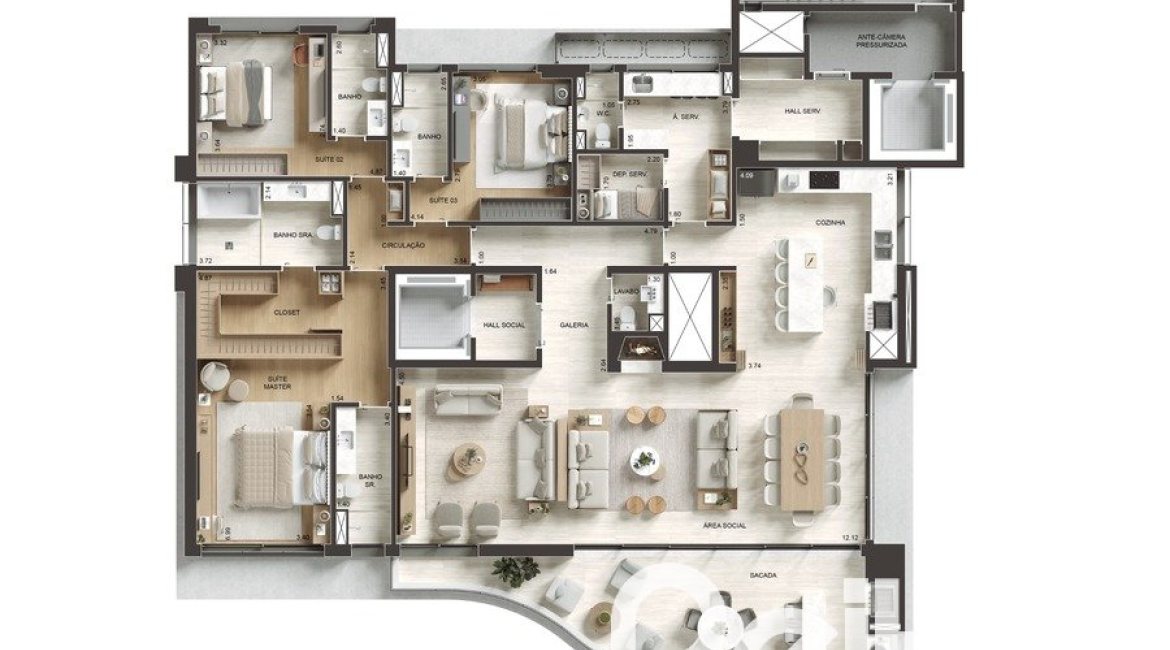 Apartamento à venda com 254m², 4 dormitórios, 4 suítes, 4 vagas, no bairro Cristal em Porto Alegre