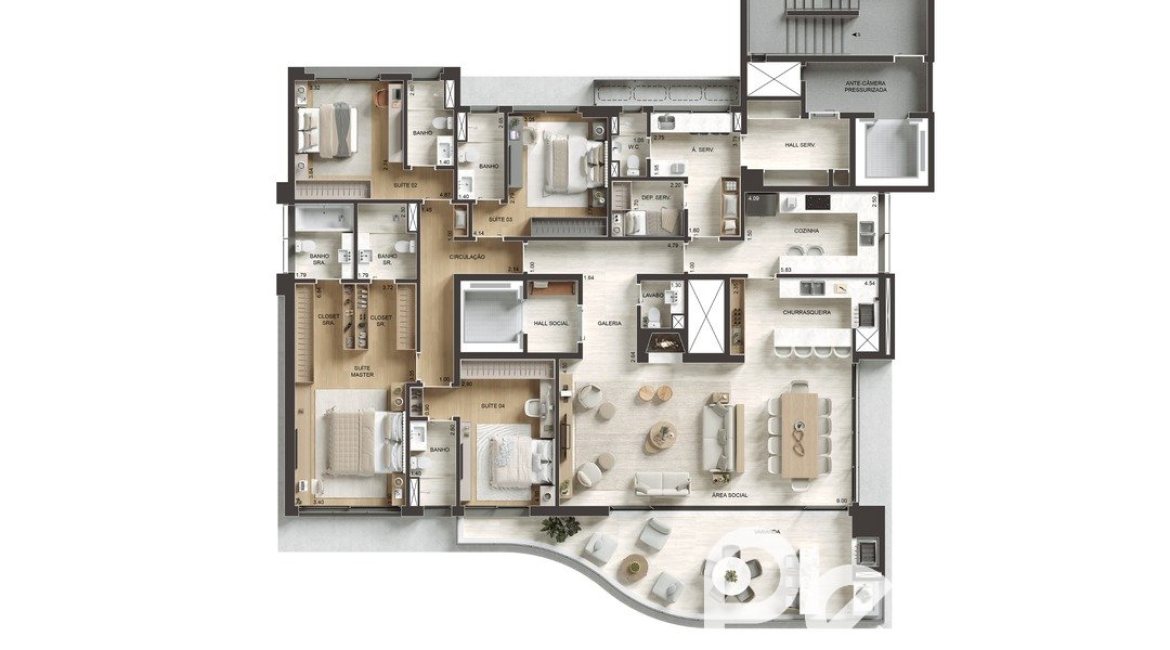 Apartamento à venda com 254m², 4 dormitórios, 4 suítes, 4 vagas, no bairro Cristal em Porto Alegre