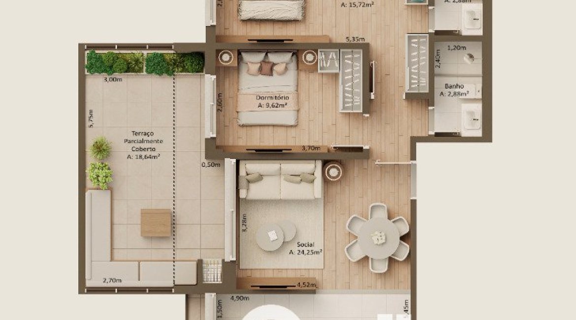 Apartamento à venda com 88m², 2 dormitórios, 1 suíte, 2 vagas, no bairro Tristeza em Porto Alegre