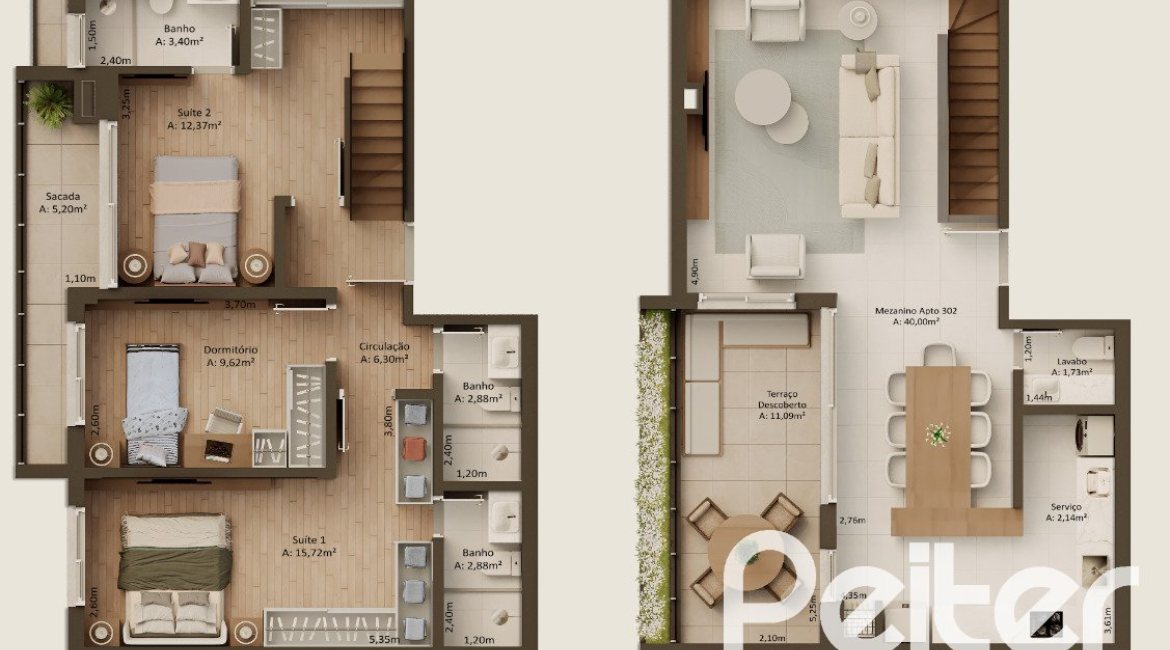 Cobertura à venda com 137m², 3 dormitórios, 3 suítes, 2 vagas, no bairro Tristeza em Porto Alegre