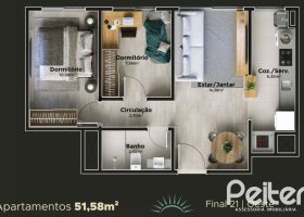 Apartamento à venda com 47m², 2 dormitórios, 1 vaga, no bairro Cristal em Porto Alegre