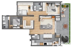 Cobertura à venda com 194m², 3 dormitórios, 1 suíte, 2 vagas, no bairro Tristeza em Porto Alegre