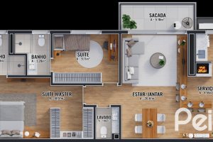 Apartamento à venda com 91m², 2 dormitórios, 2 suítes, 2 vagas, no bairro Tristeza em Porto Alegre