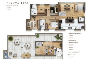 Cobertura à venda com 208m², 3 dormitórios, 3 suítes, 3 vagas, no bairro Tristeza em Porto Alegre