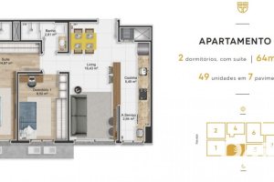 Apartamento à venda com 64m², 2 dormitórios, 1 suíte, 1 vaga, no bairro Petrópolis em Porto Alegre