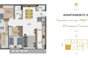 Apartamento à venda com 88m², 3 dormitórios, 1 suíte, 1 vaga, no bairro Petrópolis em Porto Alegre