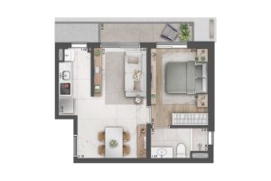 Apartamento à venda com 22m², 1 dormitório, 1 suíte, 1 vaga, no bairro Cidade Baixa em Porto Alegre