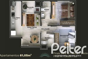 Apartamento à venda com 67m², 2 dormitórios, 1 suíte, 1 vaga, no bairro Cristal em Porto Alegre