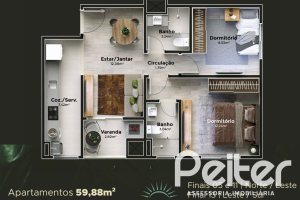 Apartamento à venda com 67m², 2 dormitórios, 1 suíte, 1 vaga, no bairro Cristal em Porto Alegre