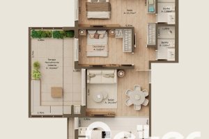 Apartamento à venda com 88m², 2 dormitórios, 1 suíte, 2 vagas, no bairro Tristeza em Porto Alegre