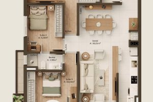 Apartamento à venda com 112m², 3 dormitórios, 3 suítes, 2 vagas, no bairro Tristeza em Porto Alegre